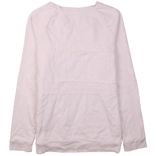 GAP Women Ivory Lace Panel Pullover Sweatshirt M