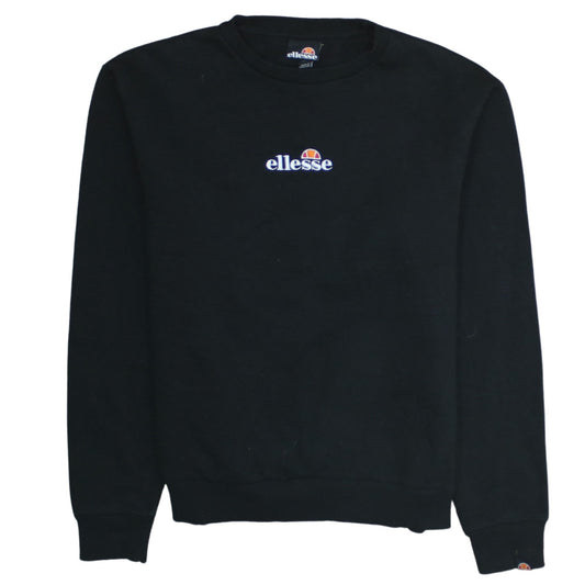 Additional front view of Ellesse women’s black crew neck sweatshirt uk 10 cotton blend casual