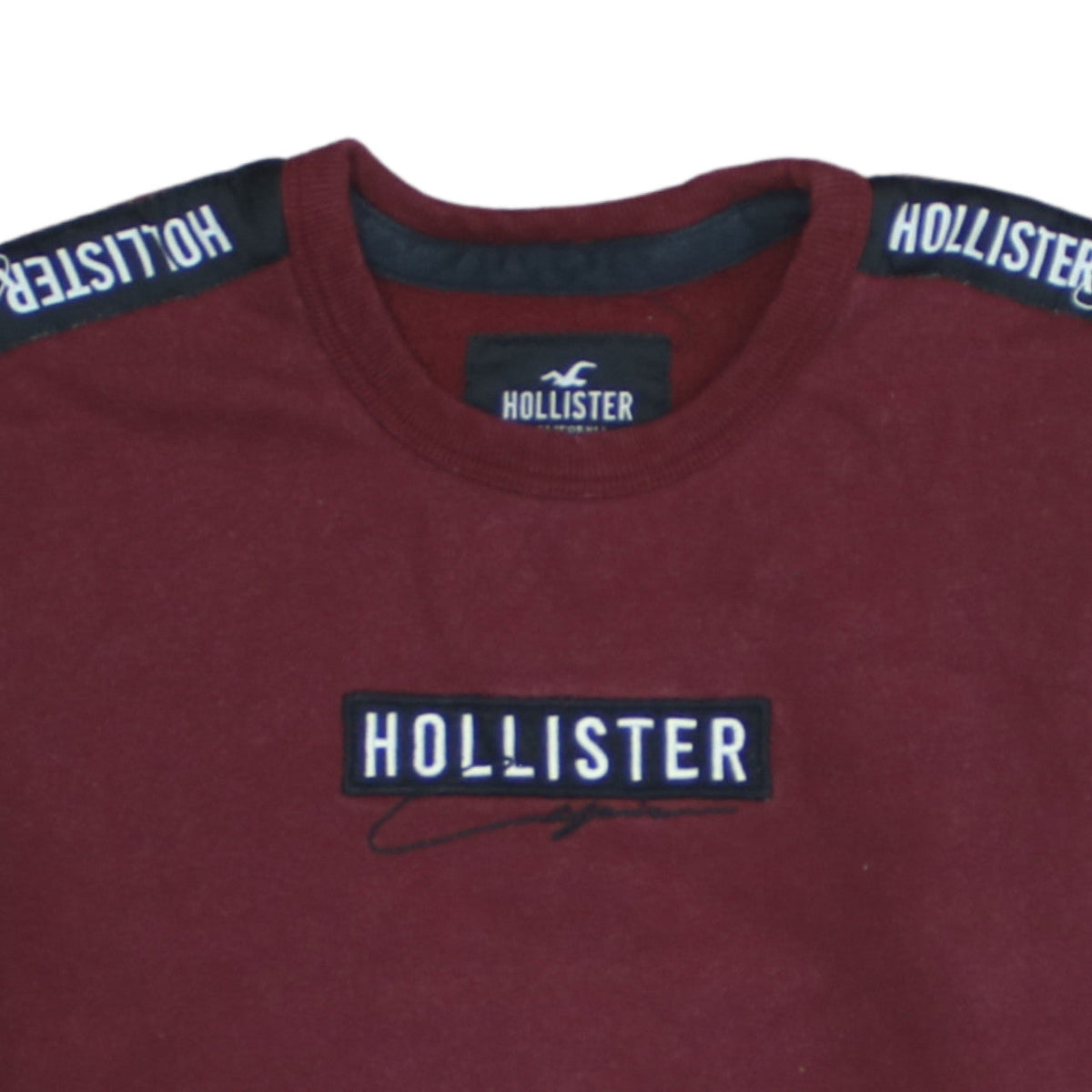 Additional view of Hollister Men’s Red Crew Neck Logo Sweatshirt XS Fleece Pullover