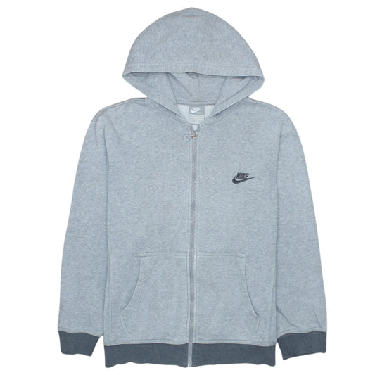 Additional front view of Nike Teens Grey Full Zip Hoodie Sweatshirt L 12/13 Years