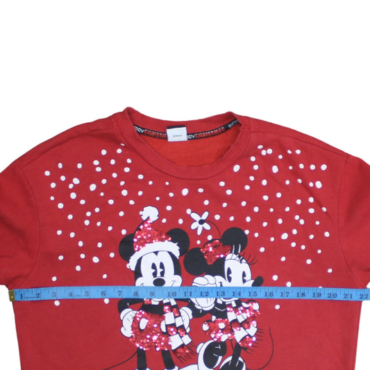 Disney at George Womens Red Sequin Christmas Sweatshirt Size 12-14
