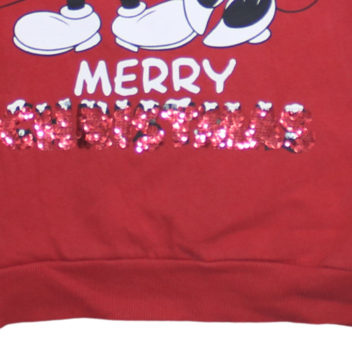 Additional view of Disney at George women’s red sequin christmas sweatshirt, size UK 12-14