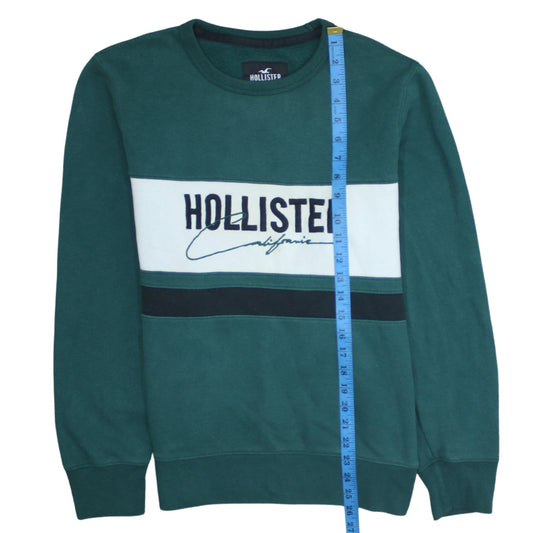 Hollister Men's Green Crew Neck Pullover Sweatshirt Size S