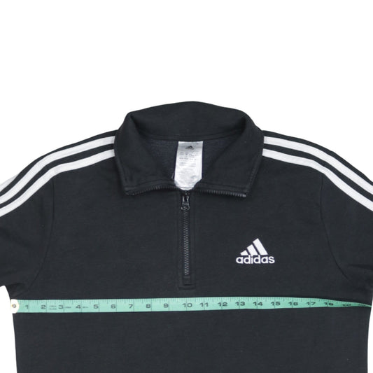 Adidas Womens Black 1/4 Zip Sweatshirt Size 12-14 Fleece Lined