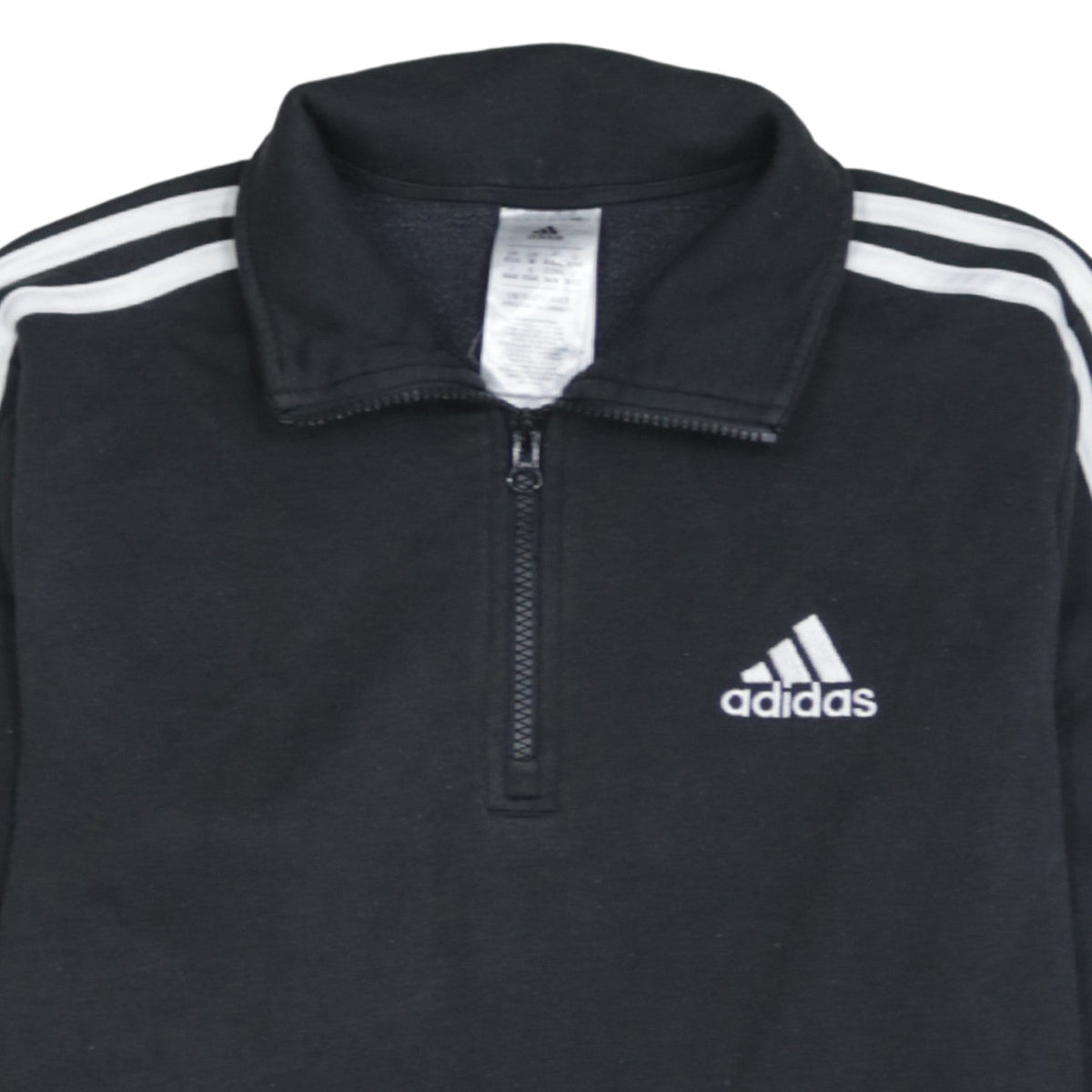 Additional view of Adidas women’s black 1/4 zip sweatshirt, size UK 12-14, fleece lined