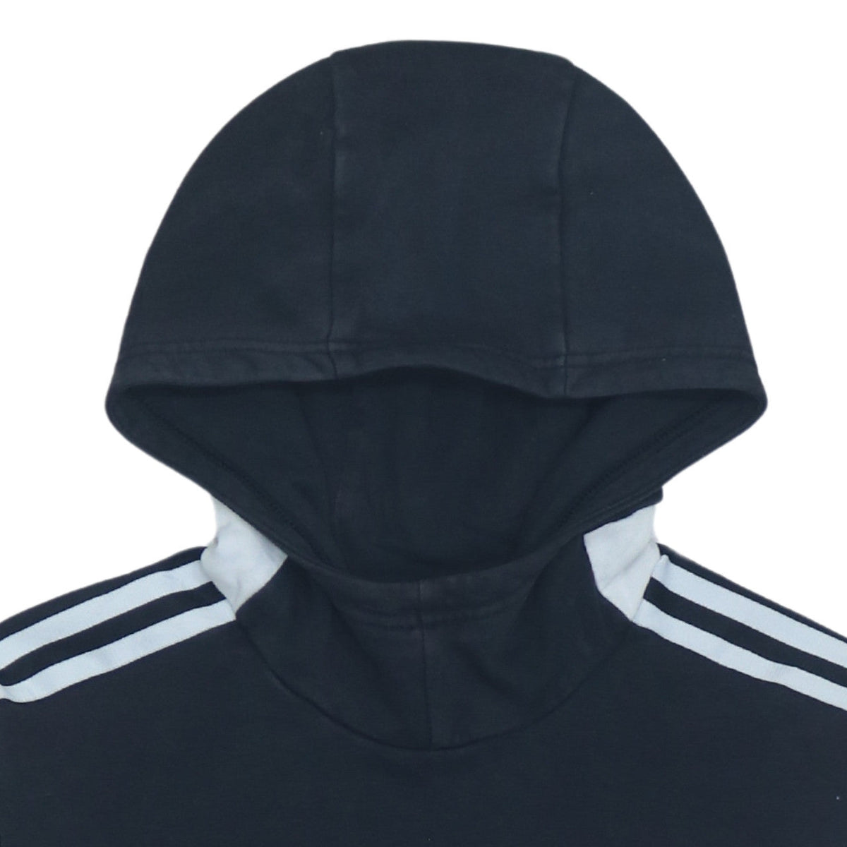 Brand and care label for Adidas Men's Black XS Pullover Hoodie with Logo & Stripes