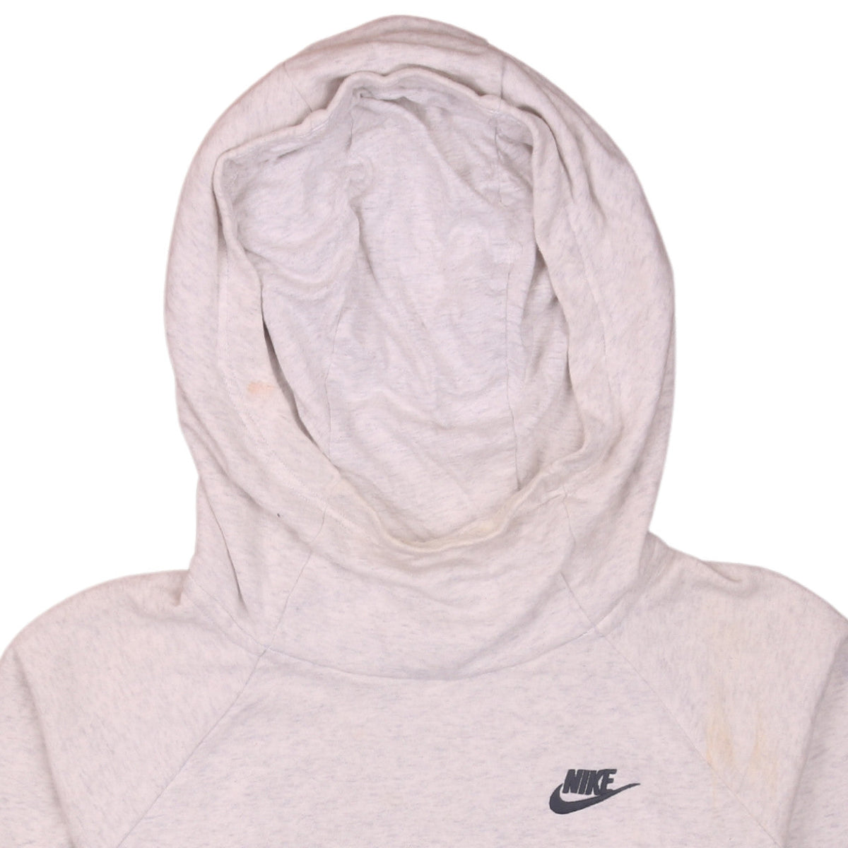 Brand and care label for Nike Men's Beige Pullover Hoodie Small Fleece Logo Sweatshirt