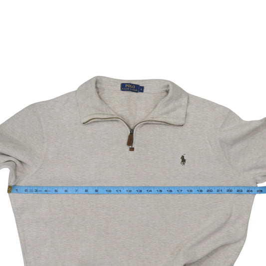 Polo Ralph Lauren Men’s Beige 1/4 Zip Cotton Jumper Size L