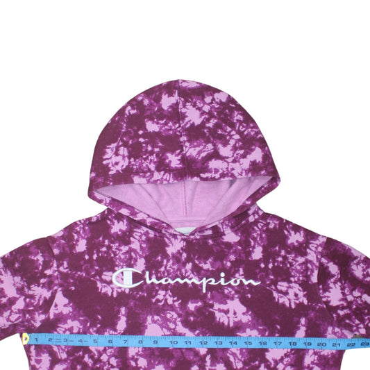 Champion Womens Purple Tie Dye Hoodie Small Pullover Cotton Blend