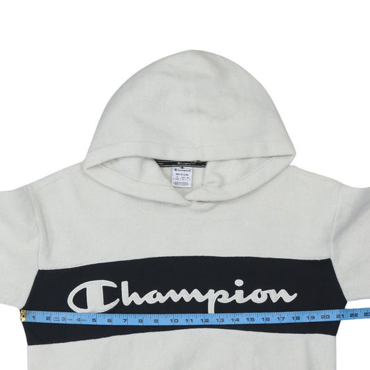 Champion Women's White Pullover Hoodie Medium Fleece Logo Sweatshirt