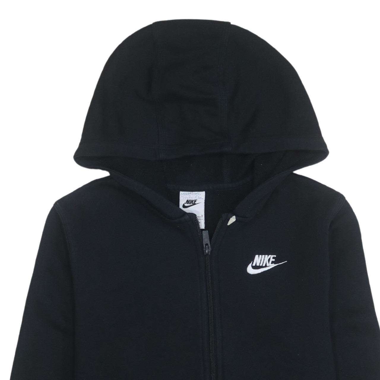 Nike Boys Black Full Zip Hoodie L 147-158cm Cotton Blend Logo