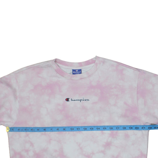 Champion Women Pink Tie Dye Pullover Sweatshirt Size L Cotton Blend