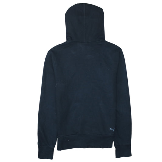 Puma Women Black Small Pullover Hoodie Cotton Blend Logo Sweatshirt