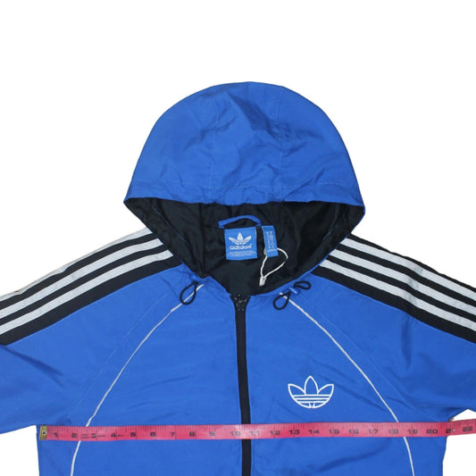 Adidas Mens Blue Windbreaker Hooded Track Jacket M