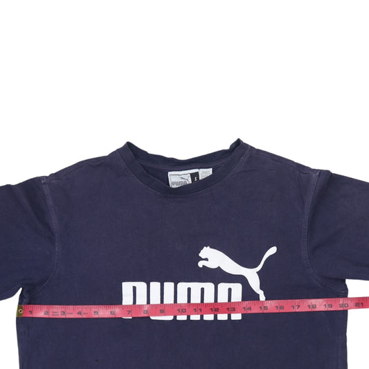 Puma Men's Blue Small Sports Logo Cotton Crew Neck T-Shirt