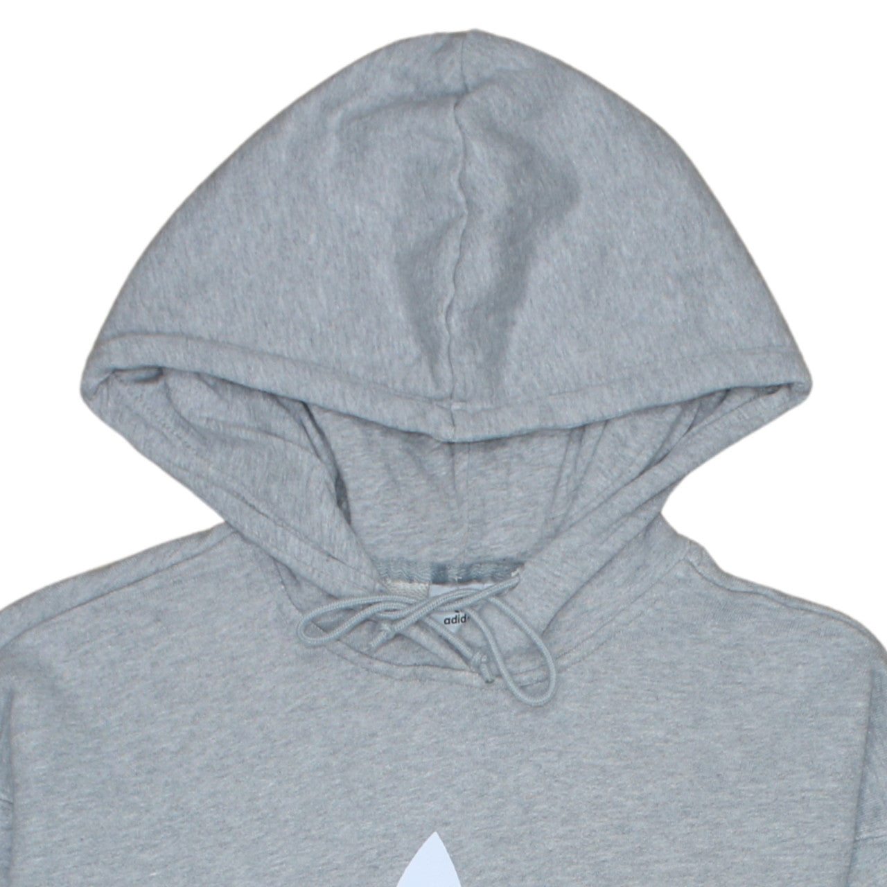 Additional view of Adidas Women Grey Pullover Hoodie UK 12 Logo Print Lined Sweatshirt