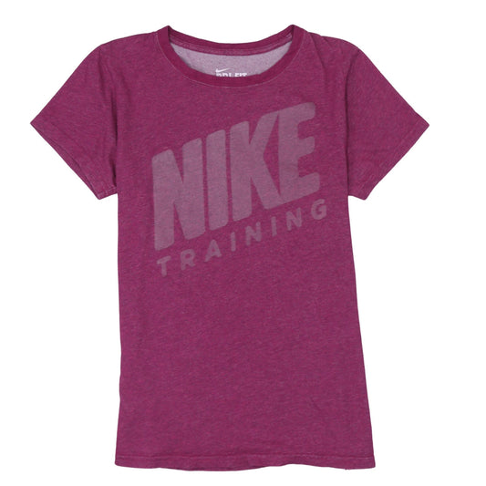 Additional front view of Nike Women's Purple Dri-Fit Training Slim Fit T-Shirt, size L