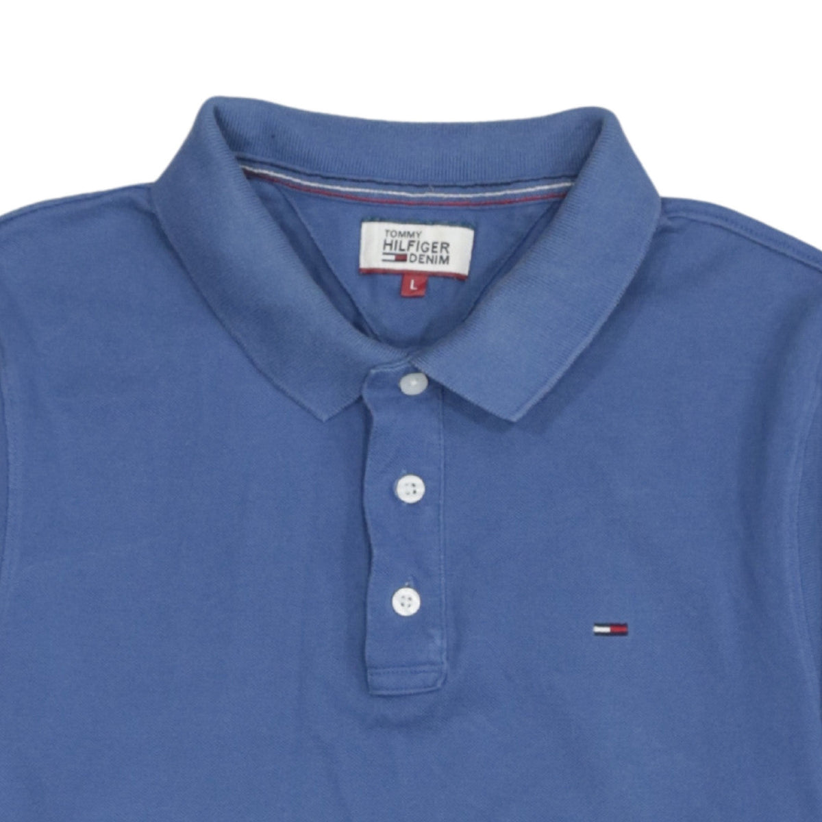 Additional view of Tommy Hilfiger Denim Men's Blue Cotton Polo Shirt, size L