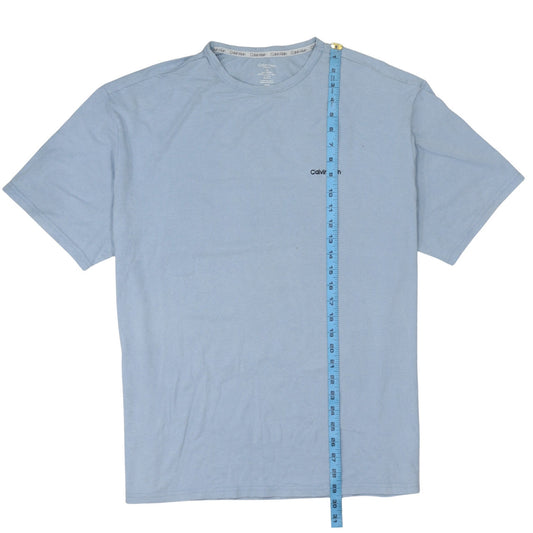 Calvin Klein Men's Blue Cotton Crew Neck Logo T-Shirt Size L