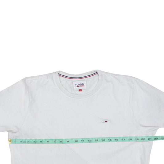 Tommy Jeans Men's White Cotton Crew Neck T-Shirt Size L
