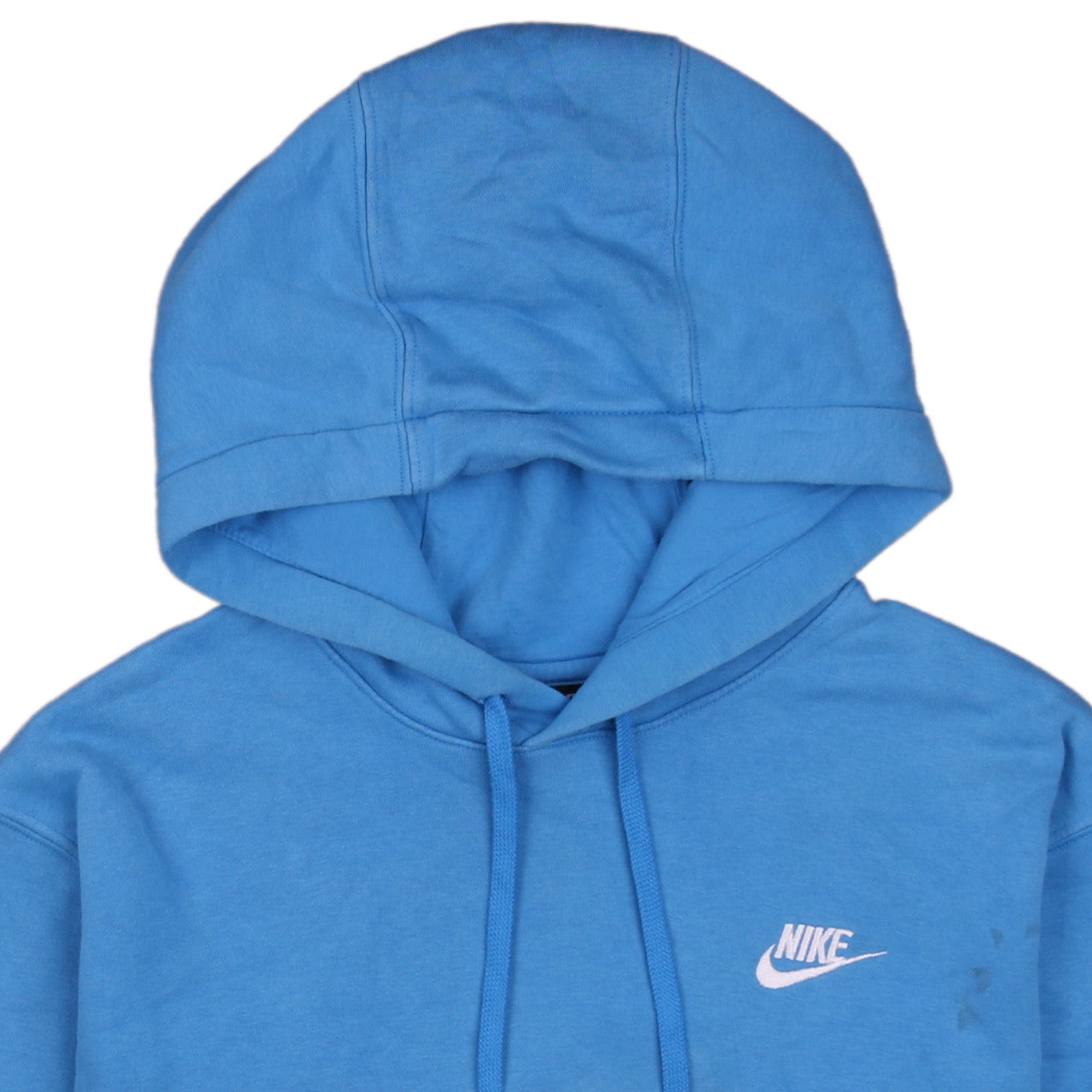 Brand and care label for Nike Men's Blue Pullover Hoodie M Regular Fit Fleece Sweatshirt
