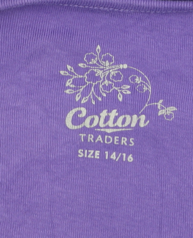 Cotton Traders Womens Purple V-Neck Short Sleeve T-Shirt Size 14/16