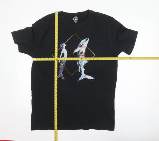 Volcom Men's Black Art Print Organic Cotton T-Shirt L
