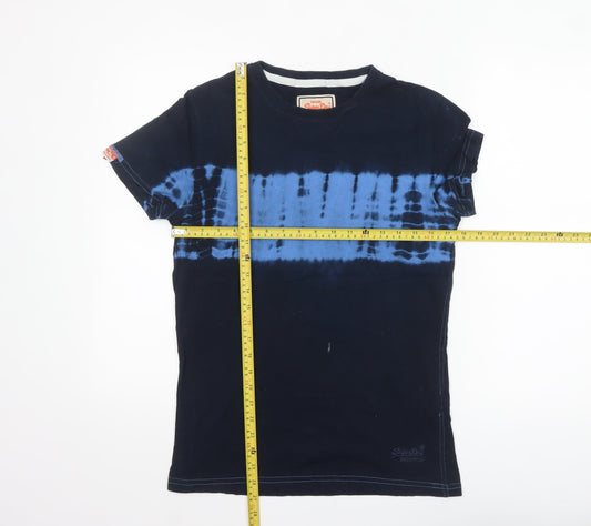 Superdry Men’s Blue Tie-Dye Cotton Crew Neck T-Shirt Small