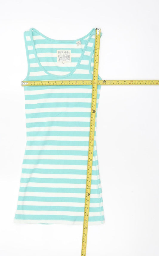 Jack Wills Women's Blue White Striped Slim Fit Cotton Tank Top Size 10