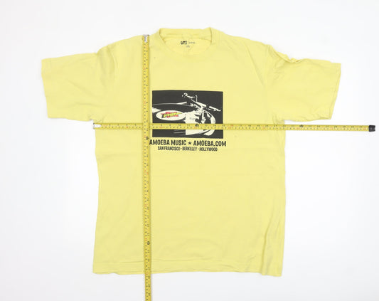 Uniqlo Men’s Yellow Amoeba Music Graphic T-Shirt Size M