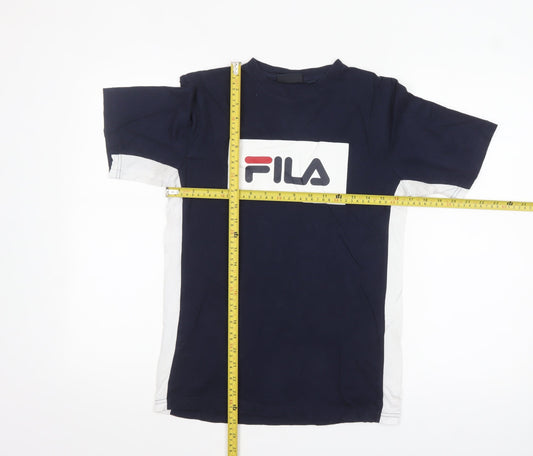 FILA Womens Blue Logo Crew Neck Cotton T-Shirt Size 14