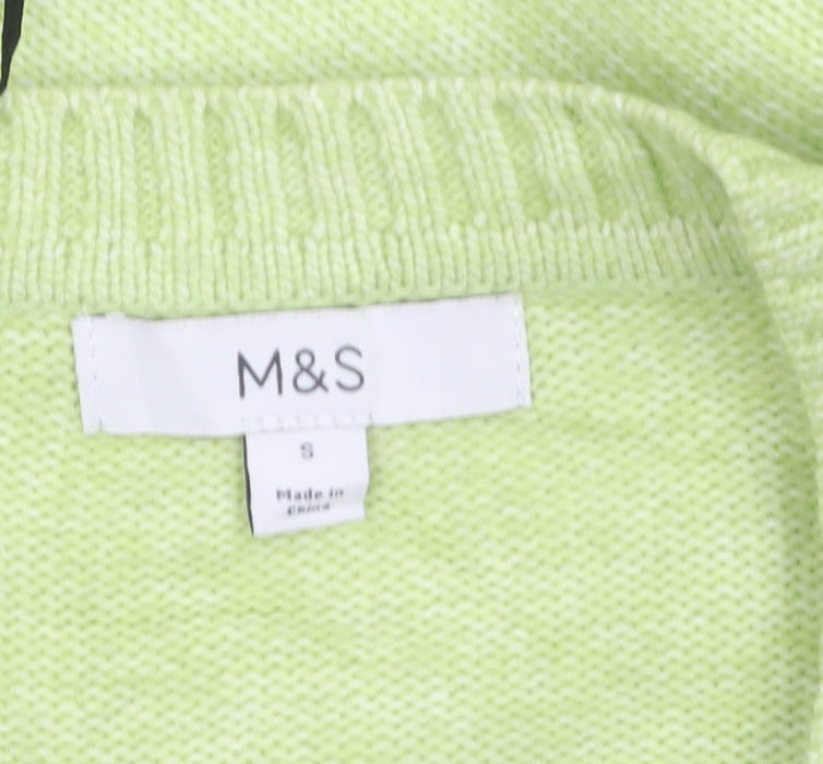 Additional view of Marks & Spencer women’s green v-neck cable knit jumper, size S