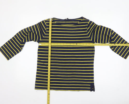 Jaeger Women's Blue Striped Long Sleeve Cotton Nautical Top S