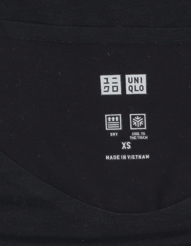 Uniqlo Women Black XS Airism V-Neck Short Sleeve Basic T-Shirt