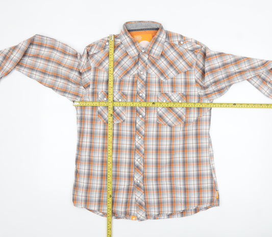 SoulCal Men's Orange Plaid Long Sleeve Cotton Button-Up Shirt Size L