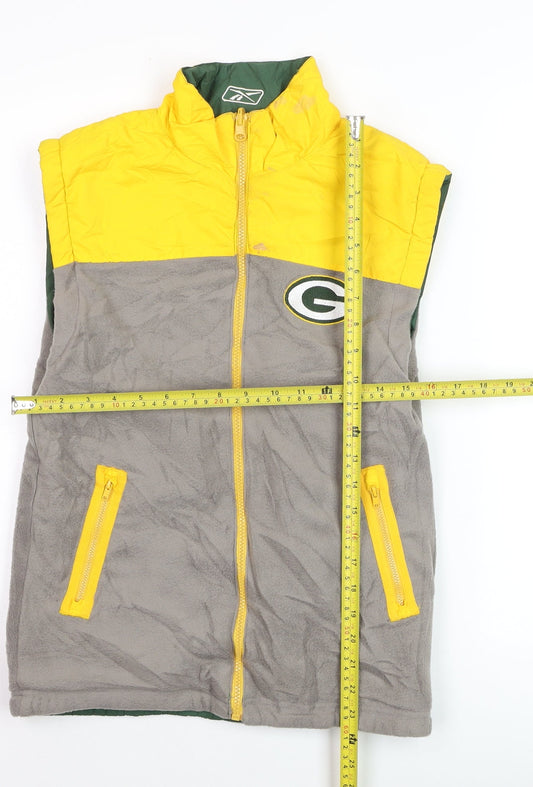 Reebok Mens Yellow Grey Reversible Packers Bodywarmer M Polyester