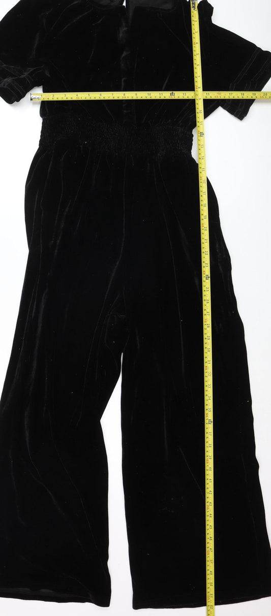 Disco Kids Girls Black Velvet Jumpsuit Short Sleeve Size M Partywear