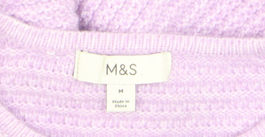 Marks and Spencer Women's Purple M Cardigan Knit Crew Neck