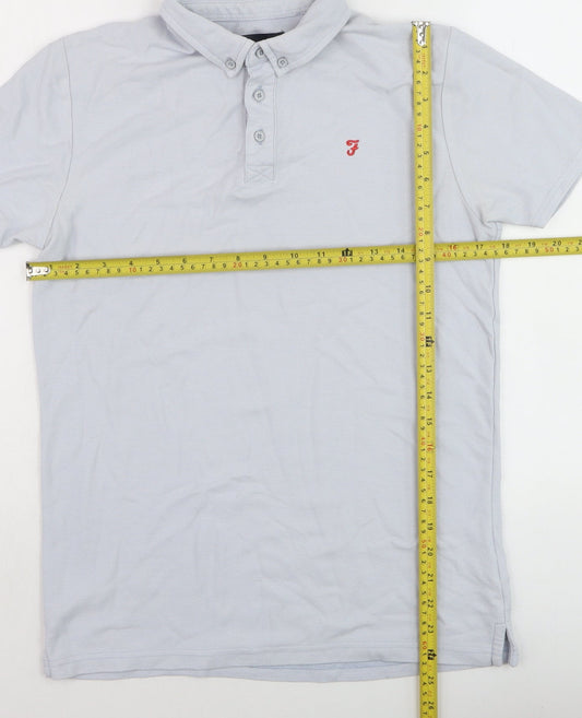 Farah Jeans Boys Blue Polo Shirt 14-15 Years Short Sleeve Cotton Blend