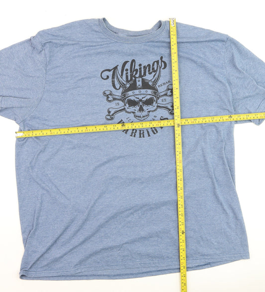 Bebak In The Gym Men's Blue 2XL Viking Graphic Crew Neck T-Shirt