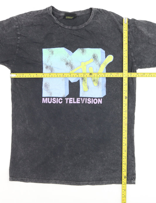 George Girls Black MTV Graphic T-Shirt 14-16 Years Acid Wash Cotton