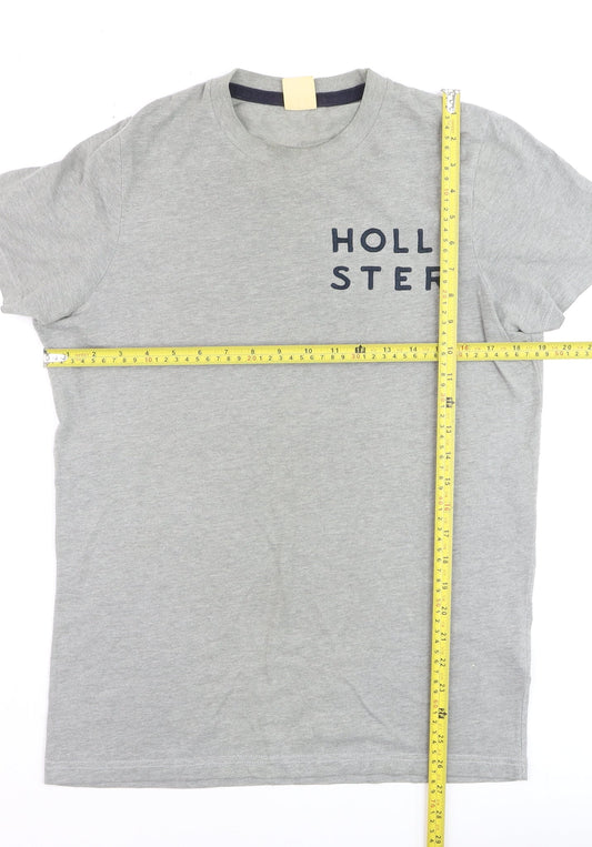 Hollister Men's Grey Crew Neck Logo T-Shirt Size M