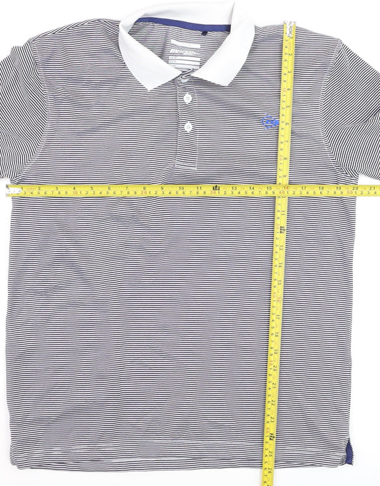 Dunlop Men’s Blue Striped Polo Shirt Regular Fit Size M