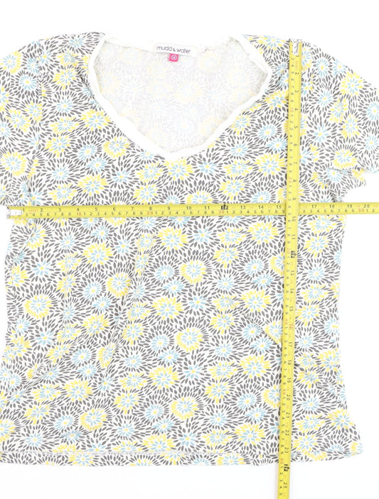 Mudd & Water Women's Multicoloured Floral Cotton V-Neck T-Shirt Size 14