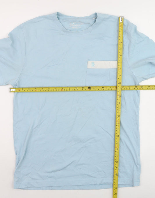 Original Penguin Mens Blue Crew Neck Short Sleeve T-Shirt Size M