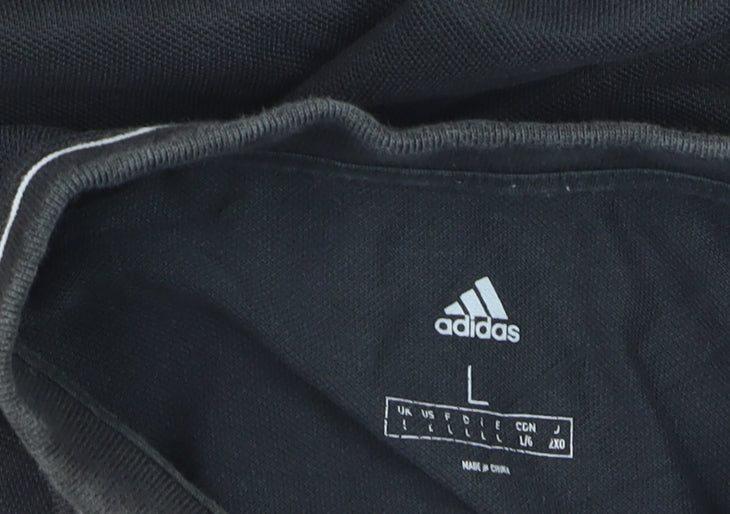 Adidas Men's Black L Sports Polo Shirt Cotton Blend Logo