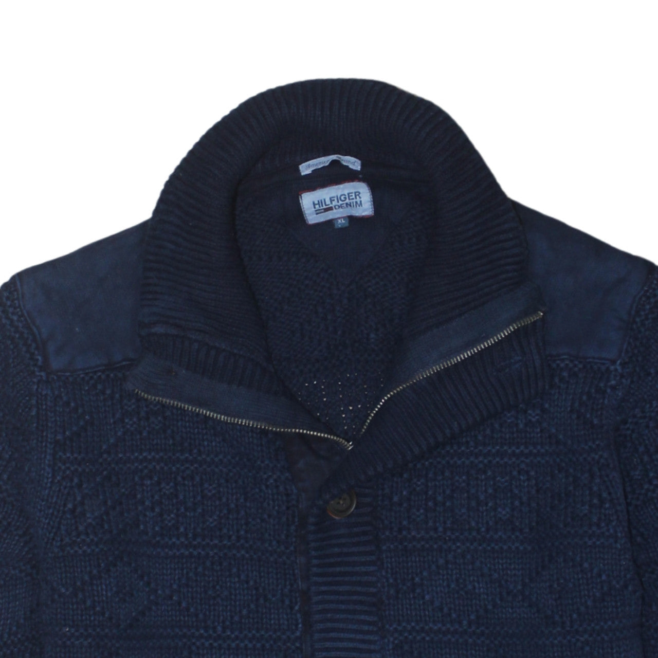 Tommy Hilfiger Men’s Blue Chunky Knit Collared Cardigan XL