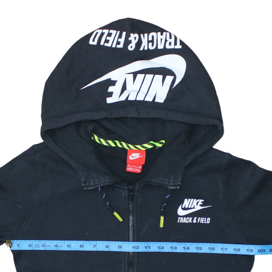 Nike Women's Black Full Zip Hoodie Small Track & Field Logo