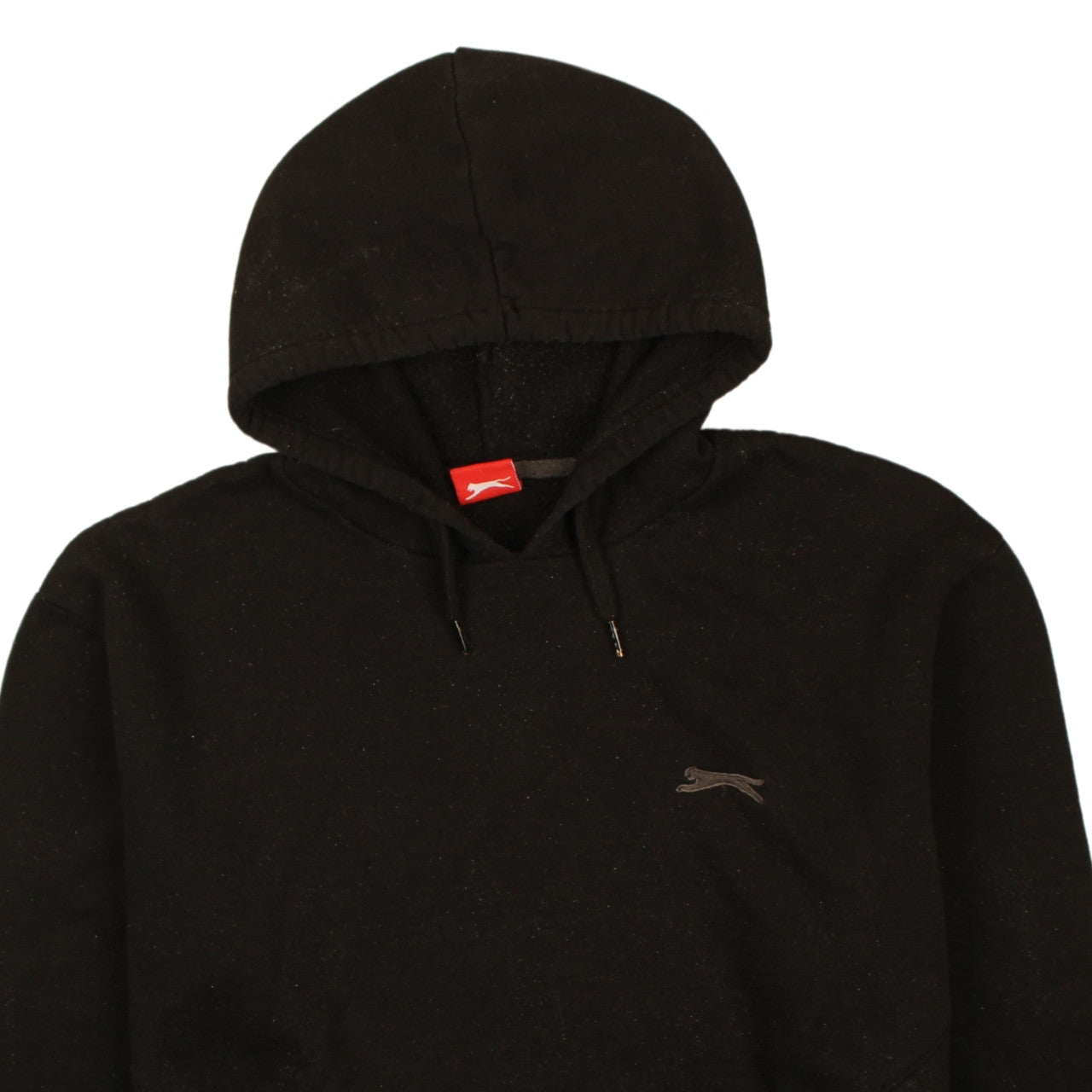 Brand and care label for Slazenger boys’ black pullover hoodie l fleece lined casual sweatshirt