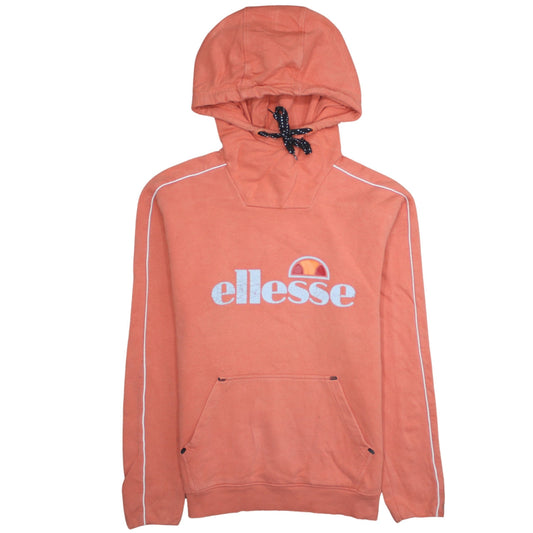 Additional front view of Ellesse women’s orange hooded pullover hoodie uk 12 cotton blend